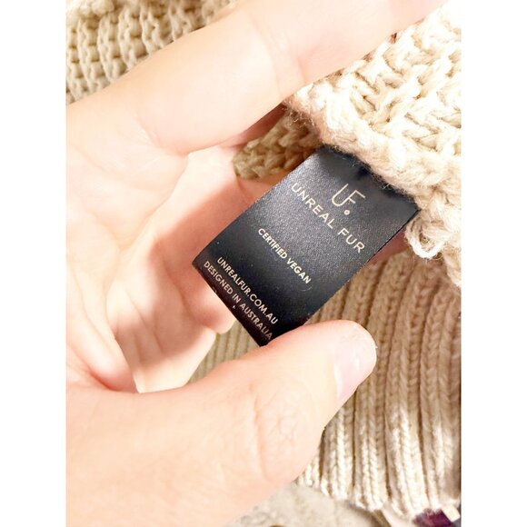 Unreal Fur Cream Chunky Knit Cardigan Ribbed Open Front Shawl Collar Small - Picture 5 of 6